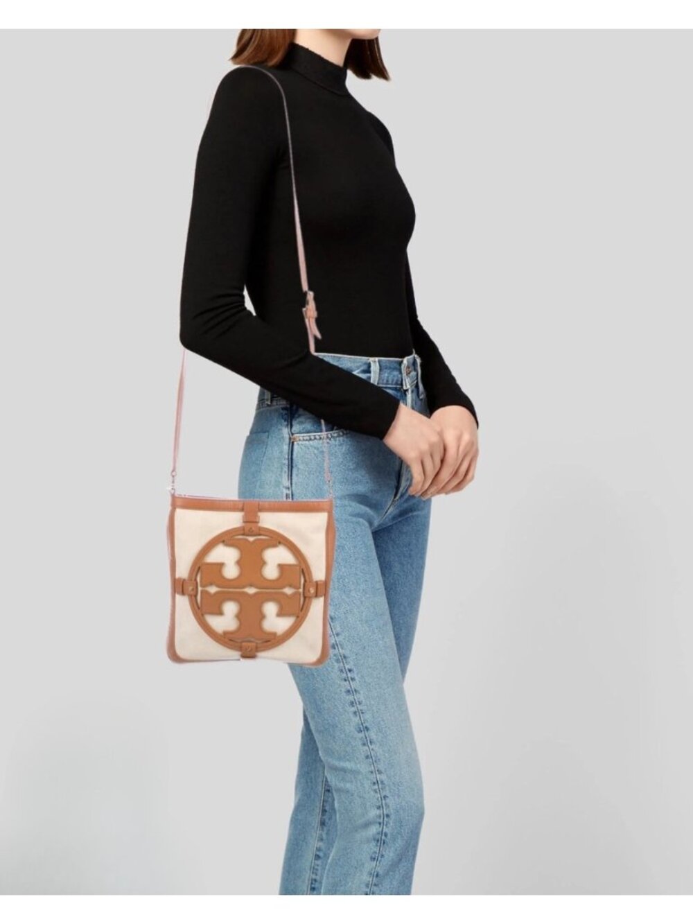 Tory Burch Colorblock Holly Book Bag Neutral Crossbody Purse